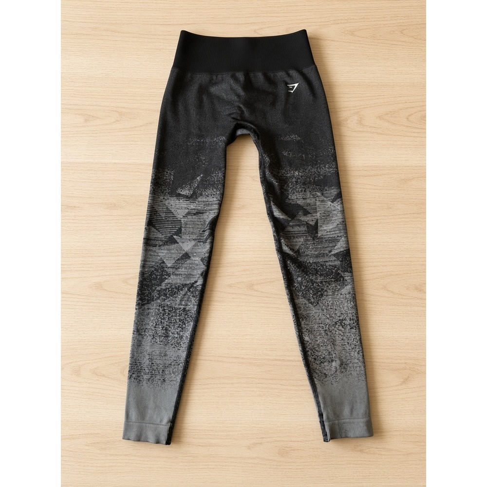 Gymshark Geo Seamless Leggings Black Grey Ombre Geometric High Waist Womens S
